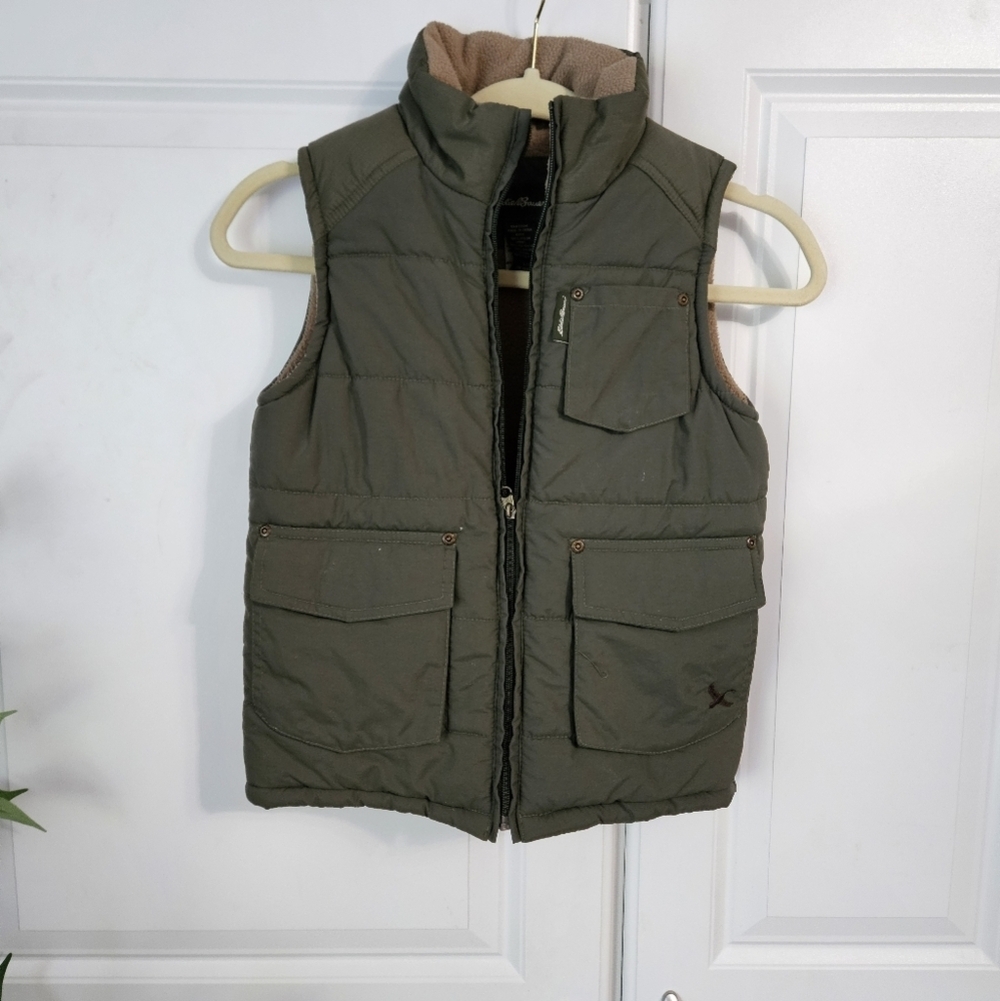 Kids Green Puffer Vest with Pockets